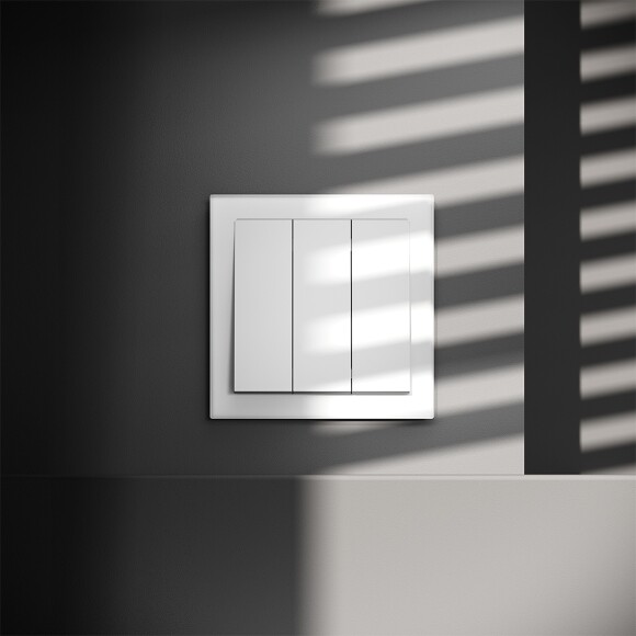 VLS030102 Выключатель встраиваемый трехклавишный белого матового цвета 10А (2200 Ватт) VOLTUM S70 (белый матовый)