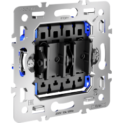 VLS0205M Механизм перекрестного переключателя двухклавишный 10 ампер (2200 Ватт) VOLTUM S70 VLS0205M Механизм перекрестного переключателя двухклавишный 10 ампер (2200 Ватт) VOLTUM S70