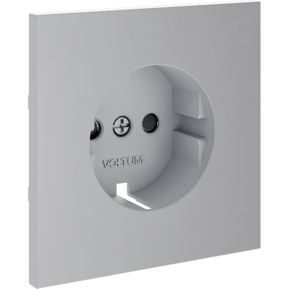 VLS000716 Накладка для розетки с заземлением и защитными шторками серого цвета VOLTUM S70 (серый)