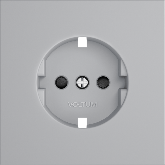 VLS000716 Накладка для розетки с заземлением и защитными шторками серого цвета VOLTUM S70 (серый)