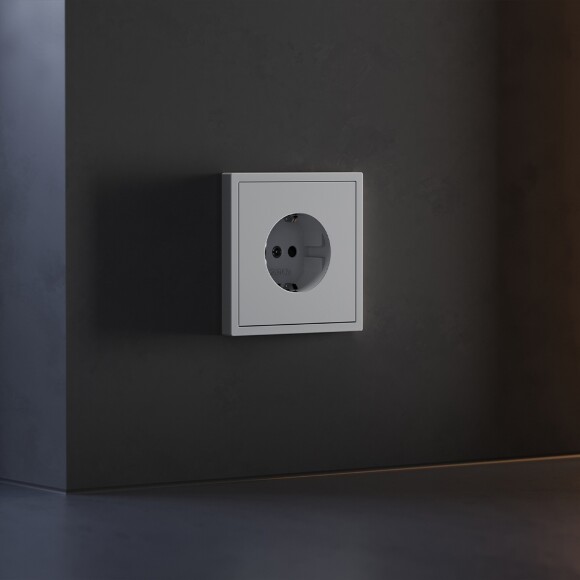 VLS000716 Накладка для розетки с заземлением и защитными шторками серого цвета VOLTUM S70 (серый)