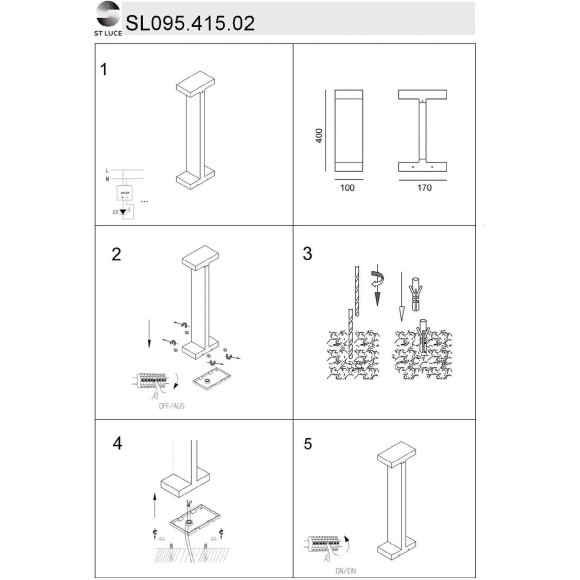 SL095.415.02 Светильник уличный наземный ST-Luce Черный LED 2*5W 4000K DISTESA