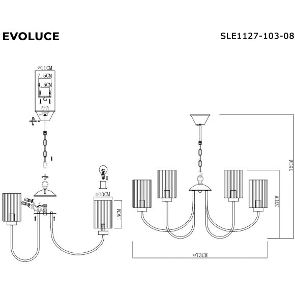 SLE1127-103-08 Светильник подвесной Хром/Прозрачный E14 8*40W TILDA
