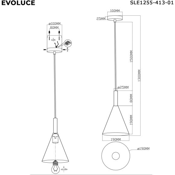 SLE1255-413-01 Светильник подвесной Черный/Белый E27 1*40W ARKET
