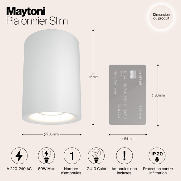 Накладной потолочный светильник Maytoni C012CL-01W Slim под лампу 1xGU10 50W Накладной потолочный светильник Maytoni C012CL-01W Slim под лампу 1xGU10 50W