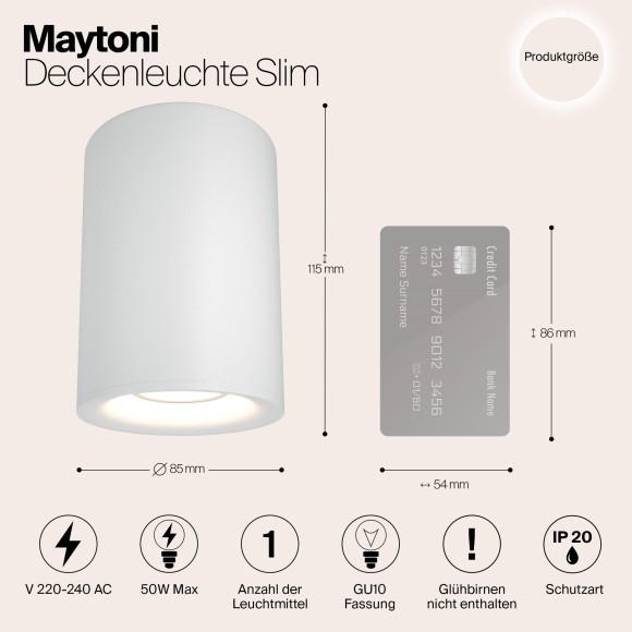 Накладной потолочный светильник Maytoni C012CL-01W Slim под лампу 1xGU10 50W Накладной потолочный светильник Maytoni C012CL-01W Slim под лампу 1xGU10 50W