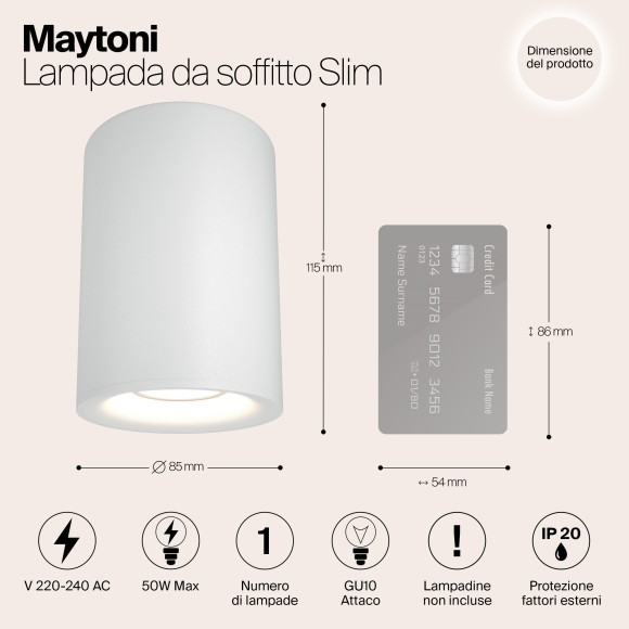 Накладной потолочный светильник Maytoni C012CL-01W Slim под лампу 1xGU10 50W Накладной потолочный светильник Maytoni C012CL-01W Slim под лампу 1xGU10 50W