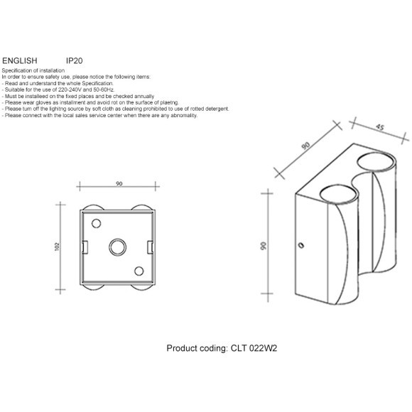Бра Crystal Lux CLT 022W2 WH-GO 4000K