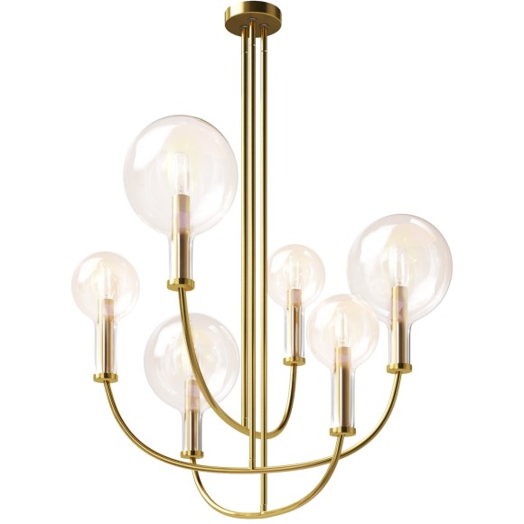 Латунная люстра на штангах с прозрачными плафонами, 6 ламп Е14 Maytoni Status MOD333PL-06BS