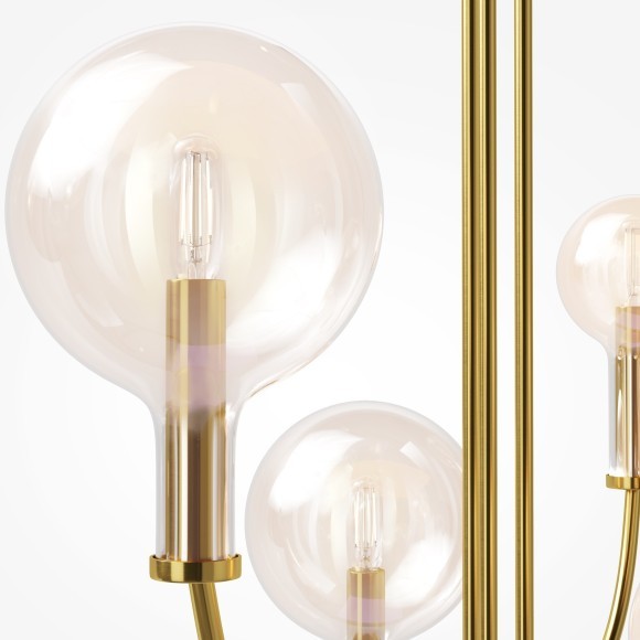 Латунная люстра на штангах с прозрачными плафонами, 6 ламп Е14 Maytoni Status MOD333PL-06BS