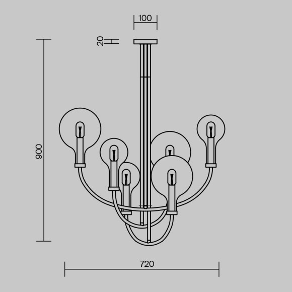 Латунная люстра на штангах с прозрачными плафонами, 6 ламп Е14 Maytoni Status MOD333PL-06BS
