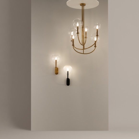 Латунная люстра на штангах с прозрачными плафонами, 6 ламп Е14 Maytoni Status MOD333PL-06BS