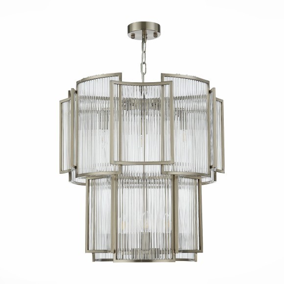 SL1234.103.08 ST Luce COSENZA Подвесная люстра, E14,8х60W, никель/прозрачный, никель SL1234.103.08 ST Luce COSENZA Подвесная люстра, E14,8х60W, никель/прозрачный, никель