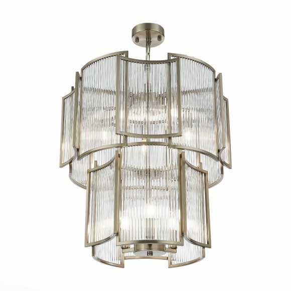 SL1234.103.08 ST Luce COSENZA Подвесная люстра, E14,8х60W, никель/прозрачный, никель SL1234.103.08 ST Luce COSENZA Подвесная люстра, E14,8х60W, никель/прозрачный, никель