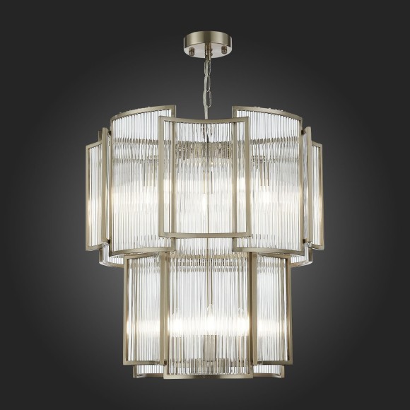 SL1234.103.08 ST Luce COSENZA Подвесная люстра, E14,8х60W, никель/прозрачный, никель SL1234.103.08 ST Luce COSENZA Подвесная люстра, E14,8х60W, никель/прозрачный, никель