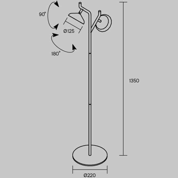 MOD451FL-L8B3K Напольный светильник (торшер) с сенсорным диммером, 8Вт, 3000К, 90CRI, 120° Maytoni Vita MOD451FL-L8B3K Напольный светильник (торшер) с сенсорным диммером, 8Вт, 3000К, 90CRI, 120° Maytoni Vita