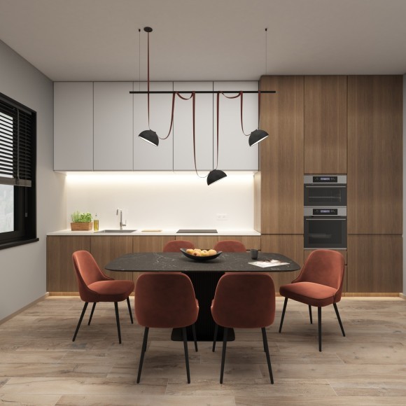 DK5660-BK Cветильник для трека-ремня Belty Smart, серия Flow со светодиодом, D220*H117мм, 48V DC, 24W, RA90, 120°, 3000-5700K, IP20, черный, алюминий