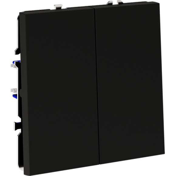 VLS020108 Выключатель встраиваемый двухклавишный черного матового цвета 10А (2200 Ватт) VOLTUM S70 (черный матовый)