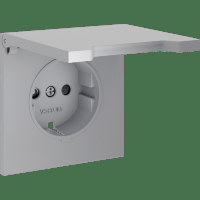 VLS000816 Накладка для розетки с заземлением, защитными шторками и защитной крышкой серого цвета VOLTUM S70 (серый)