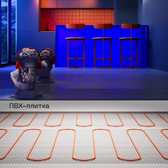 VLT01-200-7.0 Нагревательный мат (Теплый пол) длиной 14 метров и шириной полметра (0.5 метра) Voltum Т200 мощность 1400Вт 200Вт/м², двужильный экранированный кабель, клеевая основа, укладка в плиточный клей/стяжку, гарантия 25 лет