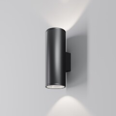 Maytoni Shim O514WL-L30B3K Уличный настенный светодиодный светильник-цилиндр для подсветки фасадов зданий, свет вверх и вниз, матовый черный металл, COB LED 30Вт 3000K 2050Лм 35° CRI90 IP65 -40...+50°, светодиоды Bridgelux Maytoni Shim O514WL-L30B3K Уличный настенный светодиодный светильник-цилиндр для подсветки фасадов зданий, свет вверх и вниз, матовый черный металл, COB LED 30Вт 3000K 2050Лм 35° CRI90 IP65 -40...+50°, светодиоды Bridgelux