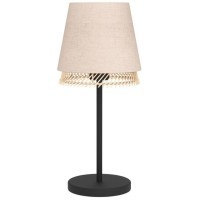 43977 Настольная лампа TABLEY, 1X40W (E27), H425, сталь, черный / текстиль, дерево, коричневый