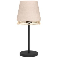 43977 Настольная лампа TABLEY, 1X40W (E27), H425, сталь, черный / текстиль, дерево, коричневый