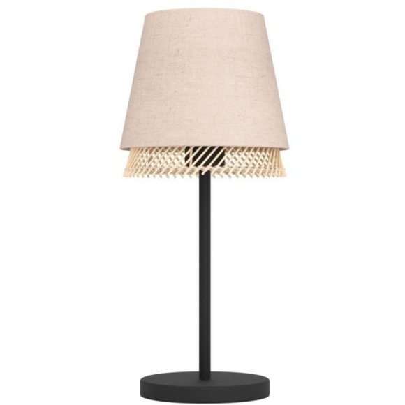 43977 Настольная лампа TABLEY, 1X40W (E27), H425, сталь, черный / текстиль, дерево, коричневый