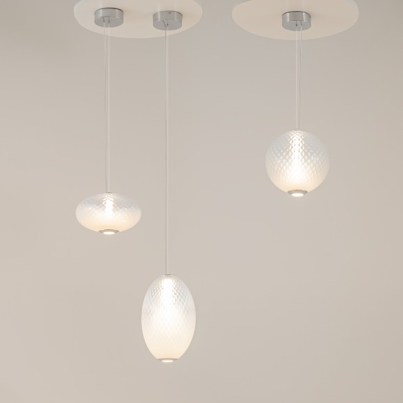 Подвесной светодидоный светильник с рифленым стеклянным плафоном 15Вт 1500лм 3000К Maytoni Bruma MOD397PL-L15CH3K