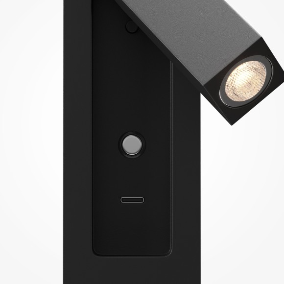 MOD495WL-L3B3K1 Черный настенный врезной светильник (бра) с поворотным плафоном, сенсорным диммером и зарядкой USB-Type C Maytoni Axiom MOD495WL-L3B3K1 Черный настенный врезной светильник (бра) с поворотным плафоном, сенсорным диммером и зарядкой USB-Type C Maytoni Axiom