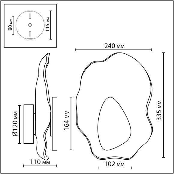 5461/12WLB L-VISION ODL_EX26 черный/прозрачный/серый/металл/стекло/мрамор Настенный светильник LED x 12W 3000K CORALLA 5461/12WLB L-VISION ODL_EX26 черный/прозрачный/серый/металл/стекло/мрамор Настенный светильник LED x 12W 3000K CORALLA