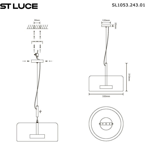 SL1053.243.01 Светильник подвесной ST-Luce Золотистый/Дымчатый LED 1*9W 3000K PALOCHINO