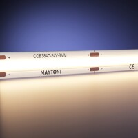 Maytoni 201078 Влагозащищенная светодиодная лента 5 метров, ширина 10мм серия ULTRA COB 24V 12Вт/м 1205Лм/м 3000К IP65 CRI90 180° кратность резки 41мм, раб. температура -30...+60°С