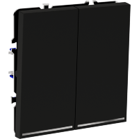 VLS020208 Выключатель встраиваемый с подсветкой двухклавишный черного матового цвета 10А (2200 Ватт) VOLTUM S70 (черный матовый)