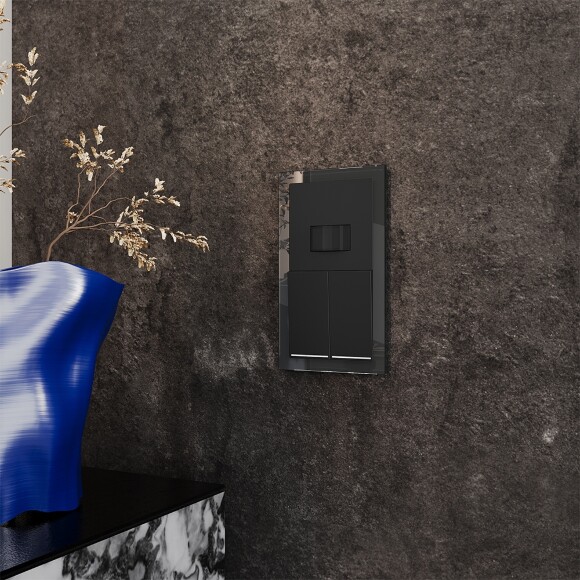 VLS020208 Выключатель встраиваемый с подсветкой двухклавишный черного матового цвета 10А (2200 Ватт) VOLTUM S70 (черный матовый)