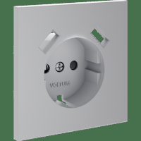 VLS000916 Накладка для розетки с заземлением и защитными шторками, с зарядкой от USB (ТИП A + ТИП A) серого цвета VOLTUM S70 (серый)