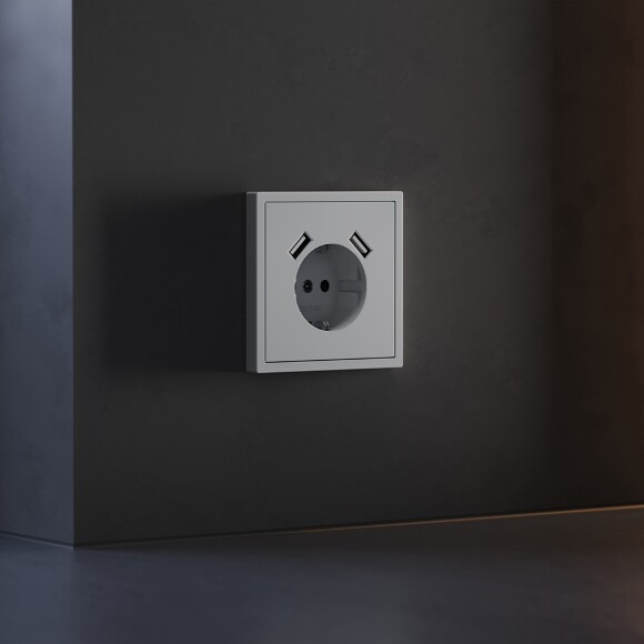 VLS000916 Накладка для розетки с заземлением и защитными шторками, с зарядкой от USB (ТИП A + ТИП A) серого цвета VOLTUM S70 (серый) VLS000916 Накладка для розетки с заземлением и защитными шторками, с зарядкой от USB (ТИП A + ТИП A) серого цвета VOLTUM S70 (серый)