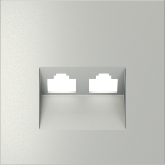 VLS001405 Накладка для розетки компьютерной двойной RJ45 категории 6Е (для проводов CAT5-CAT6 до 10 Гбит/сек) стального цвета VOLTUM S70 (сталь)