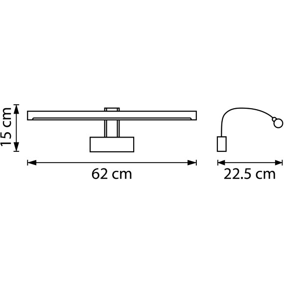 Lightstar Noce 201161 Латунная светодиодная подсветка для картин и зеркал шириной 62см, с выключателем на корпусе и CCT переключением цветности на драйвере, 14Вт 3000;4000;6000К 870Лм CRI90