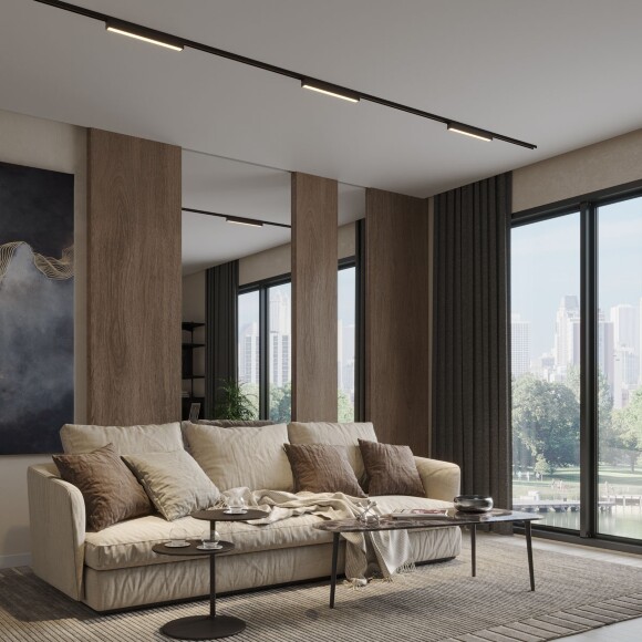 Novotech ITER 359784 Черный линейный однофазный двухжильный трековый светильник, 40см, с CCT переключением цветовой температуры, LED 24Вт 1294Лм CRI≥90 108° 2700-3200-4000К IP20 220V