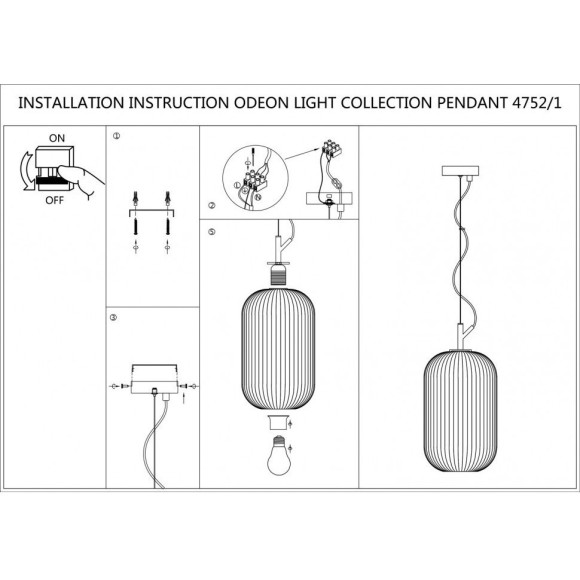 Подвесной светильник с 1 плафоном Odeon Light 4752/1 ROOFI под лампу 1xE27 60W Подвесной светильник с 1 плафоном Odeon Light 4752/1 ROOFI под лампу 1xE27 60W