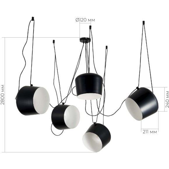 SLE120643-05 Светильник подвесной Черный/Черный E27 5*40W TRIESTE
