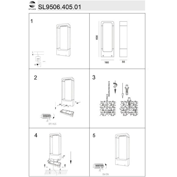 SL9506.405.01 ST Luce ERTA Уличный наземный светильник, LED, 4000K 1х7W, черный