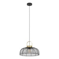 43964 ROUNDHAM Подвесная люстра с 1 лампой E27, 40Вт, сталь, черный, матовая латунь