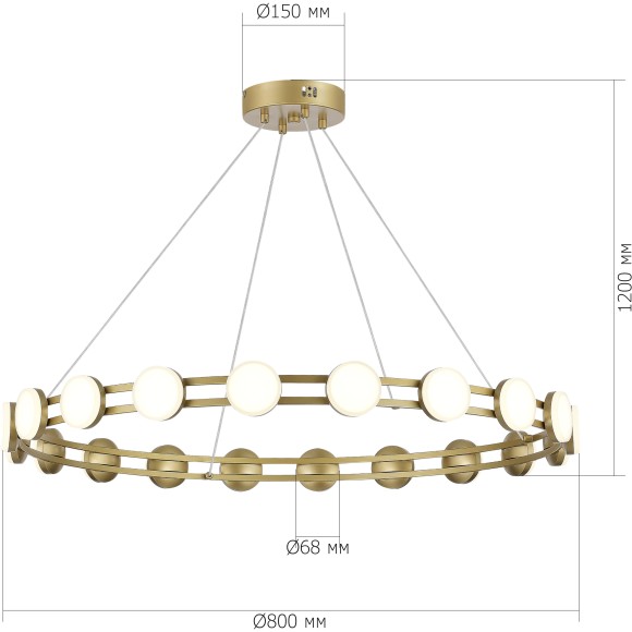 SL6610.203.20 Светодиодная подвесная люстра, матовое золото, 40W 4000K 4000Лм на 14м2 MONRO SL6610.203.20 Светодиодная подвесная люстра, матовое золото, 40W 4000K 4000Лм на 14м2 MONRO