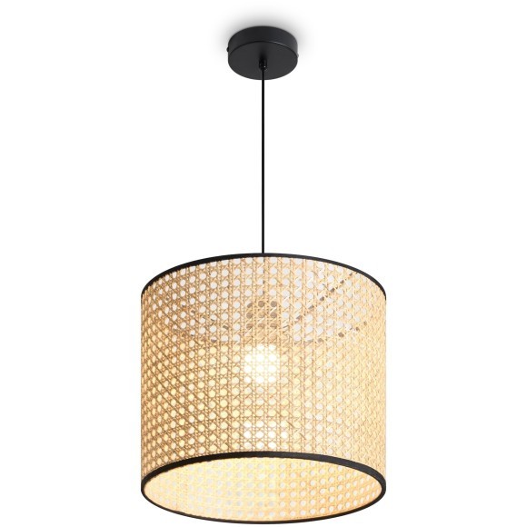 Подвесной светильник с плафоном из ротанга с лампой E27 Freya Mixture FR5483PL-01B