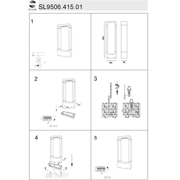 SL9506.415.01 Светильник уличный наземный ST-Luce Черный LED 1*7W 4000K ERTA