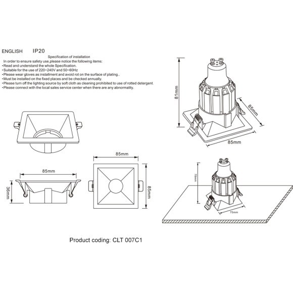 Светильник встраиваемый Crystal Lux CLT 007C1 WH