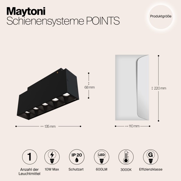 TR014-2-10W3K-B Трековый магнитный светодиодный светильник Maytoni Gravity CRI90+ 3000К 600Лм 24° 10Вт