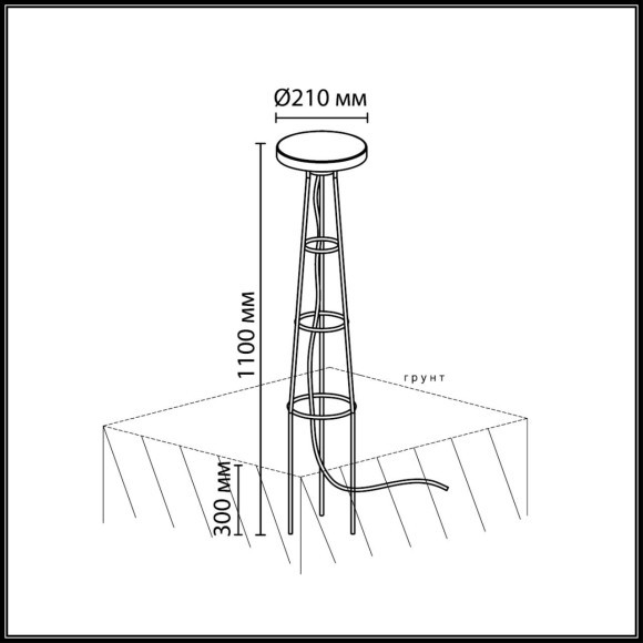 Уличный встраиваемый в грунт светильник IP65 LED 12W 3000K Odeon Light LIANA 7108/15GLA